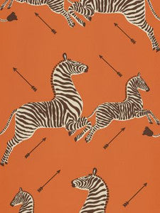 Zebras | Wallpaper Orange SCWP81388M0012 by Scalamandre Wallpaper