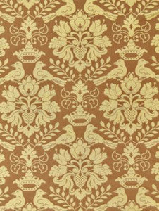 Scalamandre Fabric Love Bird Chocolate & Gold