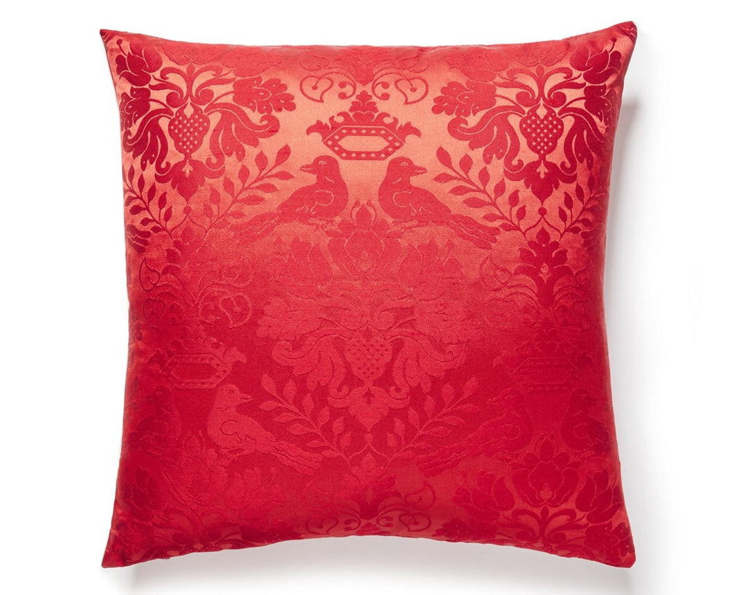 Love Bird Pillow 22 X 22 - Ruby SCSDDK10980015 by Scalamandre Designer Pillow