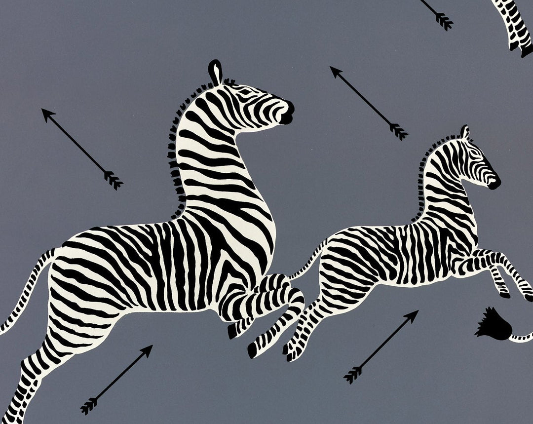 Zebras - Wallpaper Charcoal SCWP81388M0016 by Scalamandre Designer Wallpaper