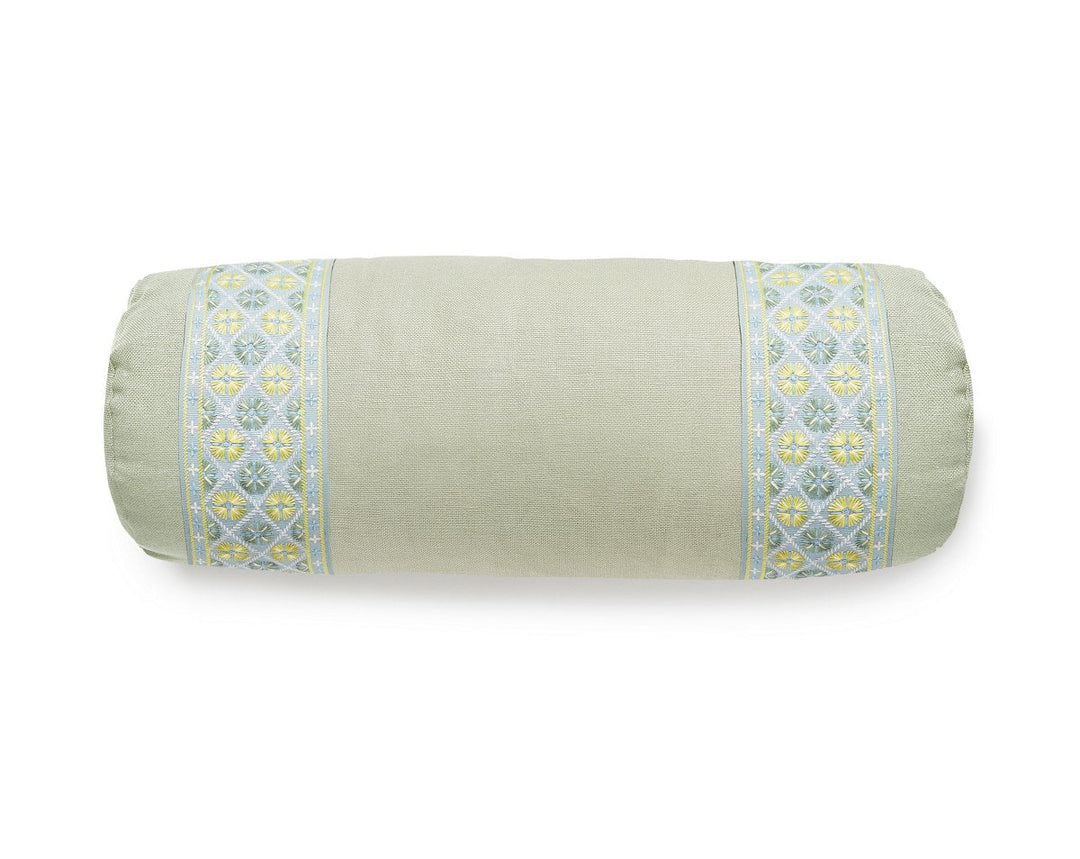 Toscana/Hansel Tape Pillow 21 X 7 - Sea Mist / Summer Breeze SCBTOSCPILL0044 by Scalamandre Designer Pillow