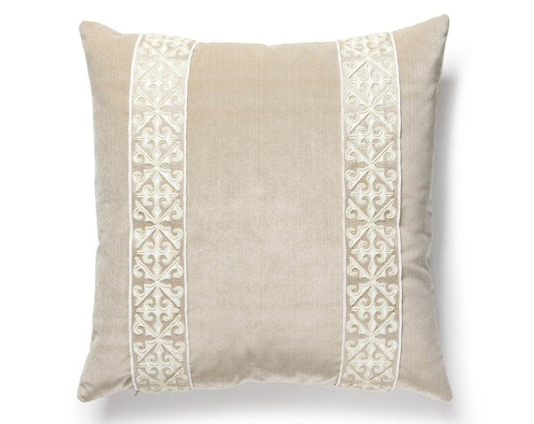 Saxony/Strie Velvet Pillow 22 X 22 - Pearl / Dove SCSDDTT33371012 by Scalamandre Designer Pillow