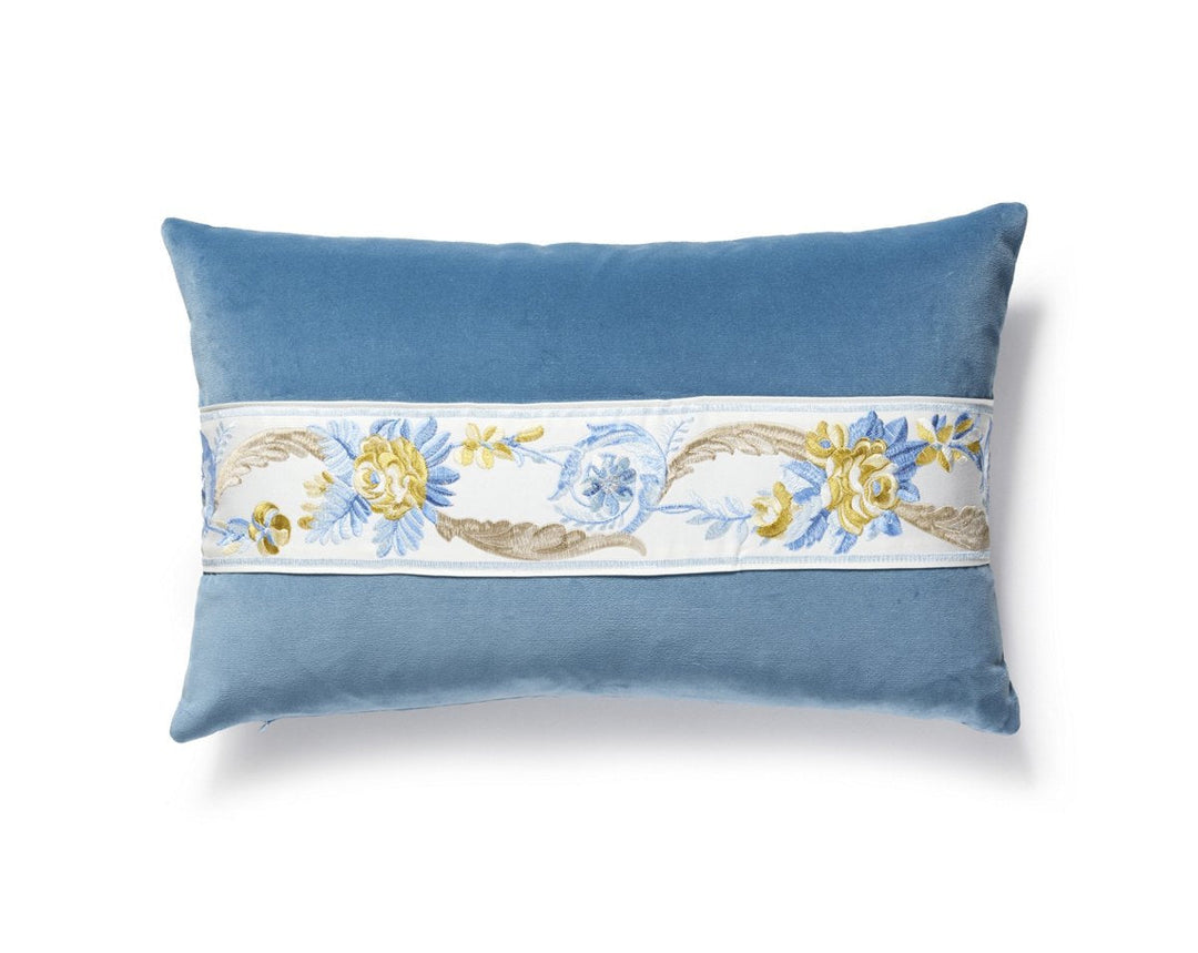 Reine/Linley Pillow 22 X 14 - Gold And Blue / Soldier Blue SCLBDTT33422107 by Scalamandre Designer Pillow