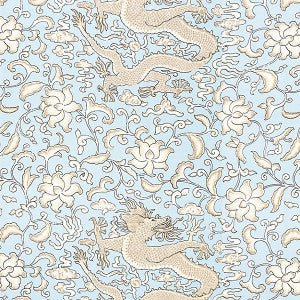 Chi'En Dragon Linen Print Sky by Scalamandre
 Fabric