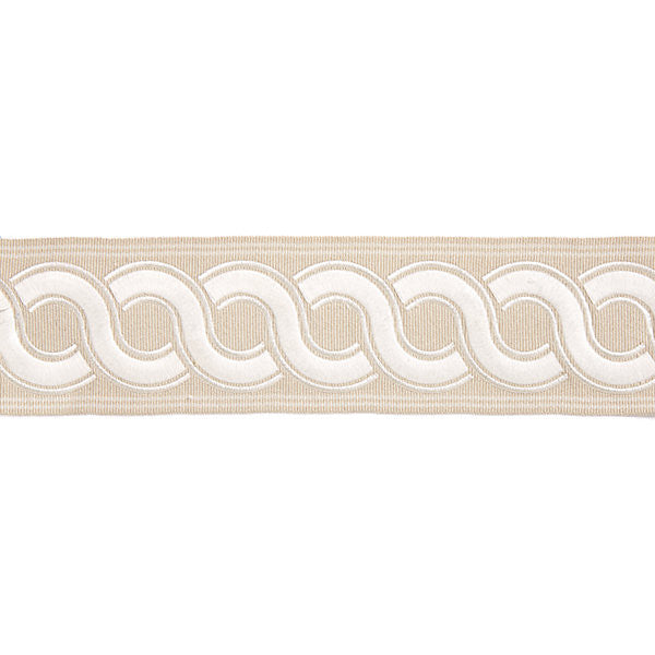 Guilloche Embroidered Tape Linen by Scalamandre
 Trim Scalamandre
 Trim Guilloche Embroidered Tape LinenTrim HAMPTONS TRIMMINGS 37% ACRYLIC 32% POLYESTER 31% VISCOSE CHINA </p><p>Repeat: H: , V: 2.875" - Fabric Carolina -