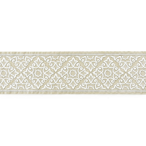 Ornamental Embroidered Tape/Linen T3320-001 by Scalamandre Trim Trim SCALAMANDRE WAREHOUSE 51% COTTON 22% VISCOSE 27% POLYESTER INDIA LIGHT DUTY Horizontal: 6.25" and Vertical: 7.5" - Fabric Carolina -