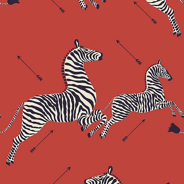Zebras - Wallpaper/Masai Red by Scalamandre Wallpaper Scalamandre Wallpaper Zebras - Wallpaper/Masai RedWallpaper USA </p><p>Repeat: H: 37.5", V: 26" 26" - Fabric Carolina -