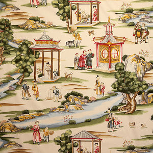 Shanghai Cotton Print/Multi On Tea Stain Sc 000216264 by Scalamandre
 Fabric
