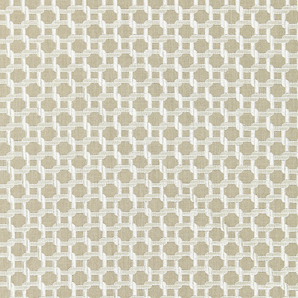 Link Embroidery/Flax 27140-002 by Scalamandre Fabric MODERN LUXURY 36% POLYESTER 33% COTTON 31% VISCOSE INDIA LIGHT DUTY Horizontal: 2" and Vertical: 2" 51" - Fabric Carolina -