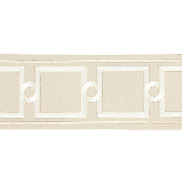 Square Link Embroidered Tape/Sand T3287-002 by Scalamandre Trim Trim SCALAMANDRE WAREHOUSE 70% COTTON 30% RAYON INDIA LIGHT DUTY Horizontal: 5.25" and Vertical: 6.25" - Fabric Carolina -