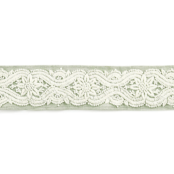 Linnea Embroidered Tape/Willow T3298-002 by Scalamandre Trim Trim STOCKED AT 65% SPUN POLYESTER;35% LINEN INDIA LIGHT DUTY Horizontal: 4.5" and Vertical: 2.75" - Fabric Carolina -