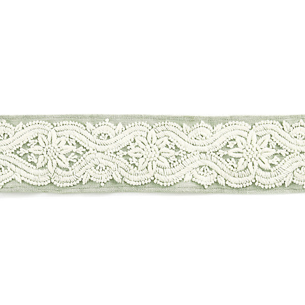 Linnea Embroidered Tape Willow by Scalamandre
 Trim Scalamandre
 Trim Linnea Embroidered Tape WillowTrim NORDEN 65% SPUN POLYESTER 35% LINEN INDIA </p><p>Repeat: H: 4.5", V: 2.75" - Fabric Carolina -