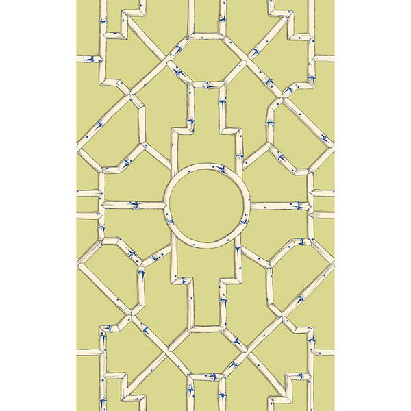 Baldwin Bamboo/Cream & Blue On Lettuce WP81630-002 by Scalamandre Wallpaper SCALAMANDRE WAREHOUSE USA Horizontal: 55.5" and Vertical: 27" 27" - Fabric Carolina -