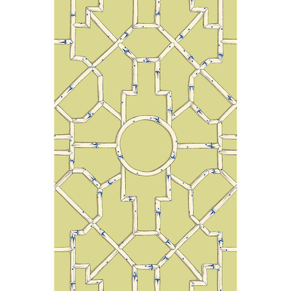 Baldwin Bamboo/Cream & Blue On Lettuce WP81630-002 by Scalamandre Wallpaper USA Horizontal: 55.5" and Vertical: 27" 27" - Fabric Carolina -