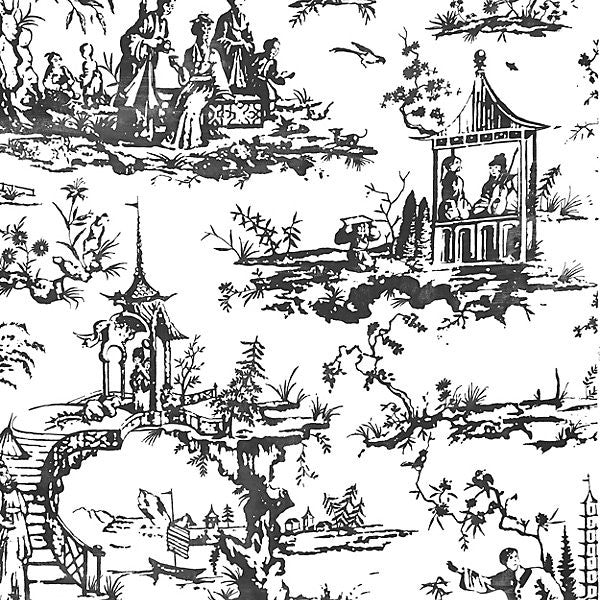 Summer Palace/Charcoal Wp88357-002 by Scalamandre Wallpaper STOCKED AT 100% NON-WOVEN SUBSTRATE UNITED KINGDOM Horizontal: 66" and Vertical: 54" 54" - Fabric Carolina -