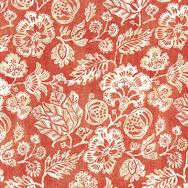 Calais Linen Print/Coral 16607-003 by Scalamandre Fabric LA BOHEME 100% LINEN ITALY LIGHT DUTY Horizontal: 31" and Vertical: 17.875" 53.5" - Fabric Carolina -