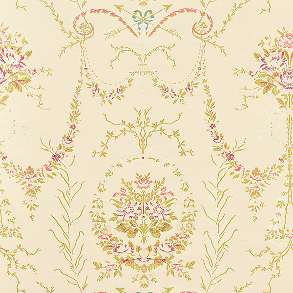 Palazzo Pallavicini/Multi Olives & Reds On Beige by Scalamandre Fabric Scalamandre Fabric Palazzo Pallavicini/Multi Olives & Reds On BeigeFabric 100% SILK USA </p><p>Repeat: H: 28", V: 27.375" 54" - Fabric Carolina -