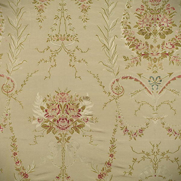 Palazzo Pallavicini/Multi Olives & Reds On Beige 20165M-003 by Scalamandre Fabric 100% SILK USA LIGHT DUTY Horizontal: 28" and Vertical: 27.375" 54" - Fabric Carolina -