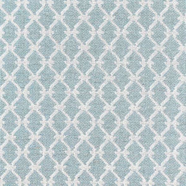 Trellis Weave/Sky by Scalamandre Fabric Scalamandre Fabric Trellis Weave/SkyFabric ORIANA 77% COTTON 20% POLYESTER 3% NYLON USA </p><p>Repeat: H: 2.125", V: 1.75" 53" - Fabric Carolina -