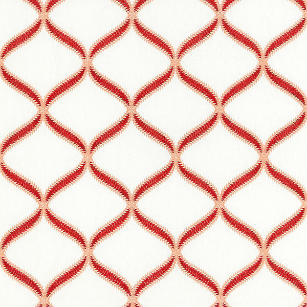 Rondure Embroidery/Coral 27074-003 by Scalamandre Fabric SPRING 2016 STOCKED AT 54% VISCOSE;46% LINEN INDIA LIGHT DUTY Horizontal: 7.75" and Vertical: 7" 51" USABLE WIDTH (WHERE THE|EMBROIDERY IS ON THE PATTERN)|55" - Fabric Carolina -