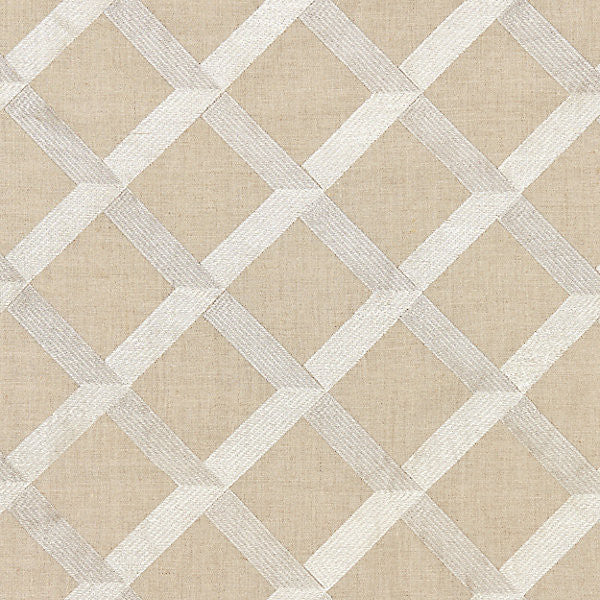 Lattice Embroidery Flax by Scalamandre
 Fabric Scalamandre
 Fabric Lattice Embroidery FlaxFabric MERCHANTE 63% LINEN 37% VISCOSE INDIA </p><p>Repeat: H: 6.5", V: 6.5" 51" - Fabric Carolina -