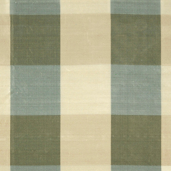 Woodland Check/Blue, Sage, Cream & Tan 36291-003 by Scalamandre Fabric STOCKED AT 100% SILK INDIA LIGHT DUTY Horizontal: 8" and Vertical: 8" 56" - Fabric Carolina -