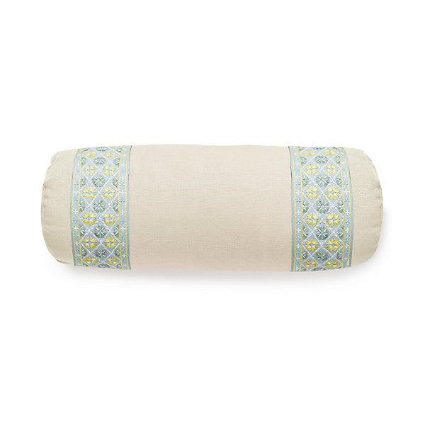 Toscana/Hansel Bolster Pillow/Rich Cream / Summer Breeze by Scalamandre Pillow Scalamandre Pillow Toscana/Hansel Bolster Pillow/Rich Cream / Summer BreezePillow 100% LINEN USA </p><p>Repeat: H: , V: - Fabric Carolina -