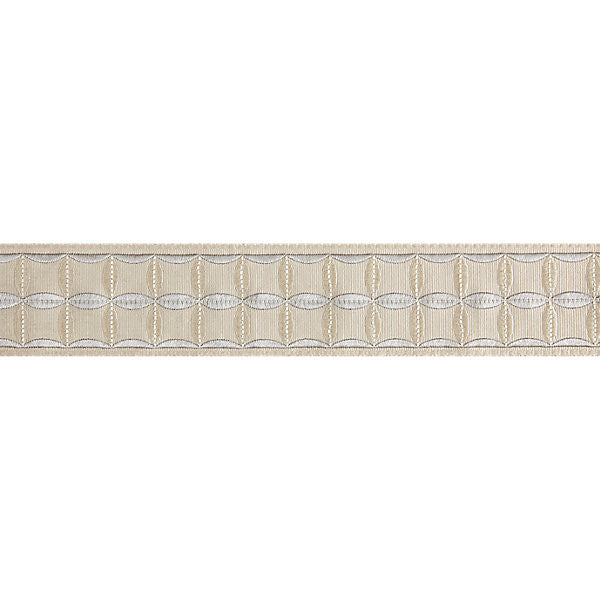 Fiori Embroidered Tape/Flax T3288-003 by Scalamandre Trim Trim MERCHANTE 66% COTTON 34% VISCOSE INDIA LIGHT DUTY Horizontal: 2.125" and Vertical: 2.875" - Fabric Carolina -