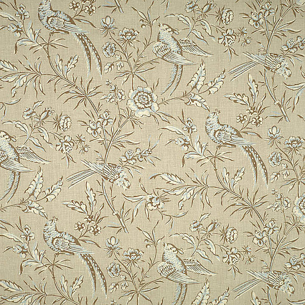 Aviary/Taupe 16352-004 by Scalamandre Fabric 100% LINEN USA LIGHT DUTY Horizontal: 18" and Vertical: 26.25" 53" - Fabric Carolina -