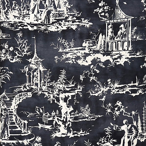 Summer Palace/Charcoal 16561-004 by Scalamandre Fabric SCALAMANDRE WAREHOUSE 55% LINEN 45% COTTON ITALY LIGHT DUTY Horizontal: 66.125" and Vertical: 55" 56" - Fabric Carolina -