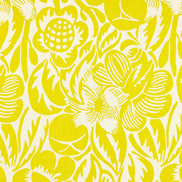 Deco Flower/Chartreuse 27131-004 by Scalamandre Fabric BOTANICA STOCKED AT 100% LINEN ITALY MEDIUM DUTY Horizontal: 43.375" and Vertical: 27" 54" - Fabric Carolina -