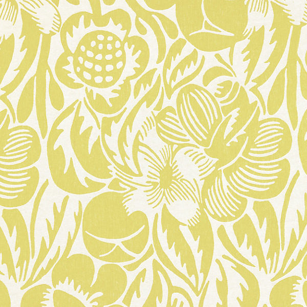 Deco Flower/Chartreuse 27131-004 by Scalamandre Fabric BOTANICA 100% LINEN ITALY MEDIUM DUTY Horizontal: 43.375" and Vertical: 27" 54" - Fabric Carolina -