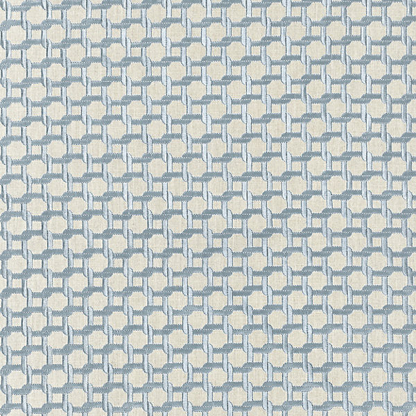Link Embroidery Blue Smoke by Scalamandre
 Fabric Scalamandre
 Fabric Link Embroidery Blue SmokeFabric MODERN LUXURY 36% POLYESTER 33% COTTON 31% VISCOSE INDIA </p><p>Repeat: H: 2", V: 2" 51" - Fabric Carolina -
