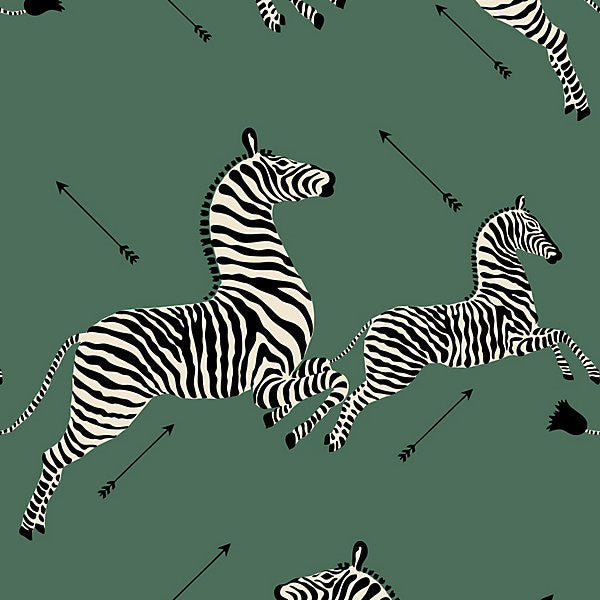Zebras Serengeti Green by Scalamandre
 Wallcovering Scalamandre
 Wallcovering Zebras Serengeti GreenWallcovering USA </p><p>Repeat: H: 37.5", V: 26" 26" - Fabric Carolina -