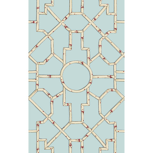 Baldwin Bamboo/Cream & Red On Aqua by Scalamandre Wallpaper Scalamandre Wallpaper Baldwin Bamboo/Cream & Red On AquaWallpaper USA </p><p>Repeat: H: 55.5", V: 27" 27" - Fabric Carolina -