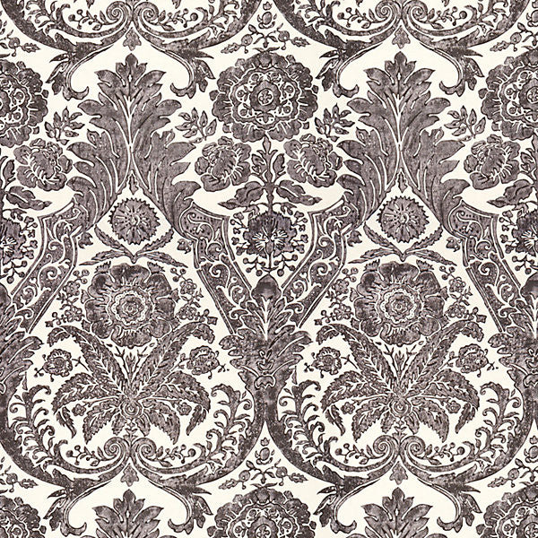 Luciana Damask Print/Graphite WP88354-004 by Scalamandre Wallpaper SCALAMANDRE WAREHOUSE UNITED KINGDOM Horizontal: 43.75" and Vertical: 27" 56" - Fabric Carolina -