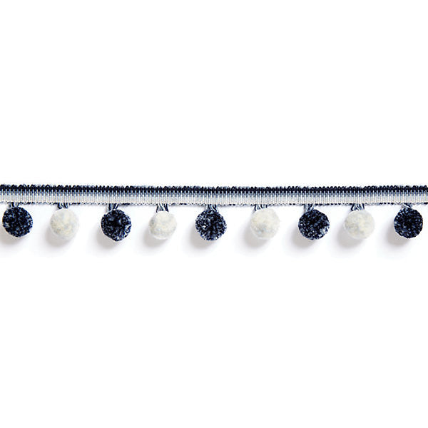 Osborne Pom Pom Fringe/Indigo FX1500-005 by Scalamandre Trim Trim HAMPTONS TRIMMINGS 95% ACRYLIC 5% POLYESTER CHINA LIGHT DUTY Horizontal: and Vertical: 1.375" - Fabric Carolina -
