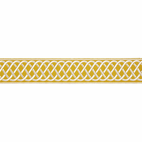 Helix Embroidered Tape/Brass T3284-005 by Scalamandre Trim Trim HAMPTONS TRIMMINGS STOCKED AT 77% VISCOSE;23% RAYON CHINA LIGHT DUTY Horizontal: and Vertical: 2" - Fabric Carolina -