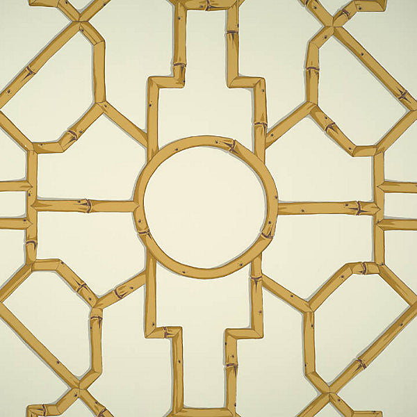 Baldwin Bamboo/Rattan & Brown On Off White Wp81630-005 by Scalamandre Wallpaper STOCKED AT SCALAMANDRE WAREHOUSE USA Horizontal: 55.5" and Vertical: 27" 27" - Fabric Carolina -