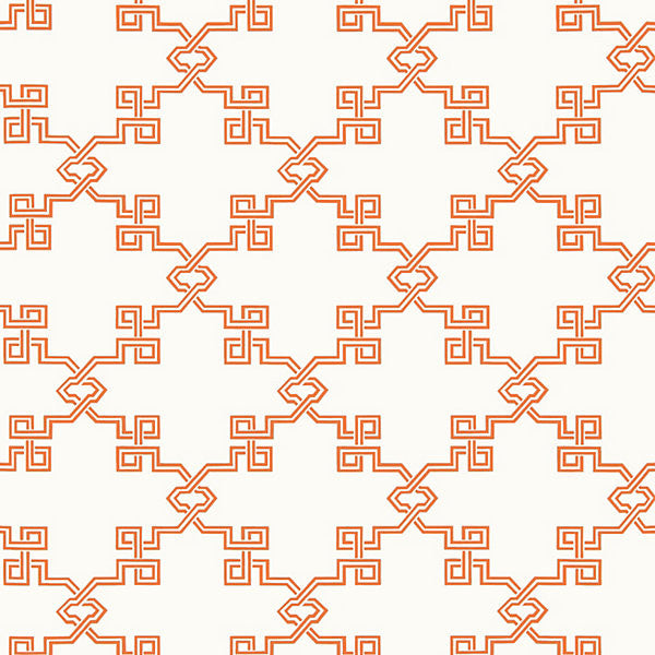 Suzhou Lattice/Coral WP88373-005 by Scalamandre Wallpaper SCALAMANDRE WAREHOUSE USA Horizontal: 9.125" and Vertical: 27.5" - Fabric Carolina -