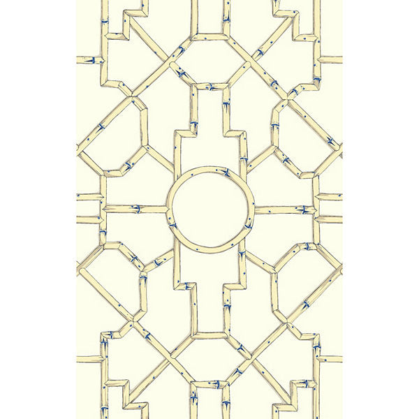 Baldwin Bamboo/Linen & Blue On Ecru WP81630-007 by Scalamandre Wallpaper SCALAMANDRE WAREHOUSE USA Horizontal: 55.5" and Vertical: 27" 27" - Fabric Carolina -