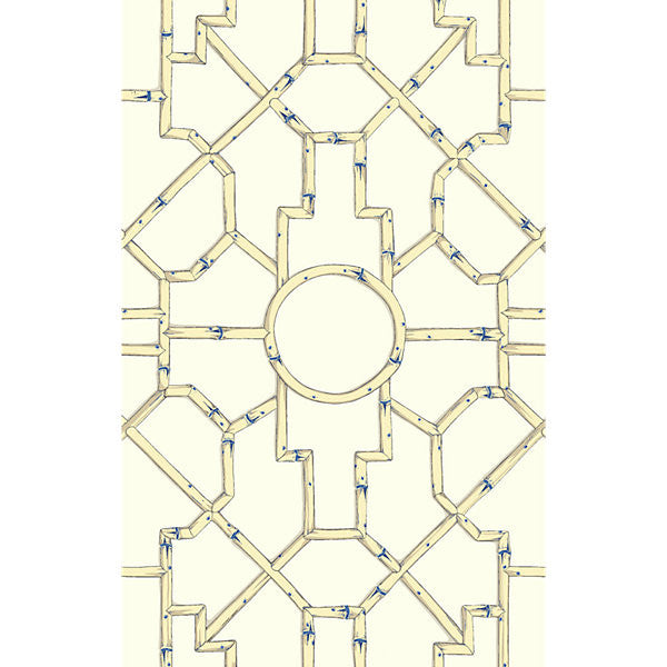 Baldwin Bamboo/Linen & Blue On Ecru WP81630-007 by Scalamandre Wallpaper USA Horizontal: 55.5" and Vertical: 27" 27" - Fabric Carolina -