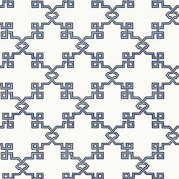 Suzhou Lattice/Marine Blue WP88373-007 by Scalamandre Wallpaper SCALAMANDRE WAREHOUSE USA Horizontal: 9.125" and Vertical: 27.5" - Fabric Carolina -