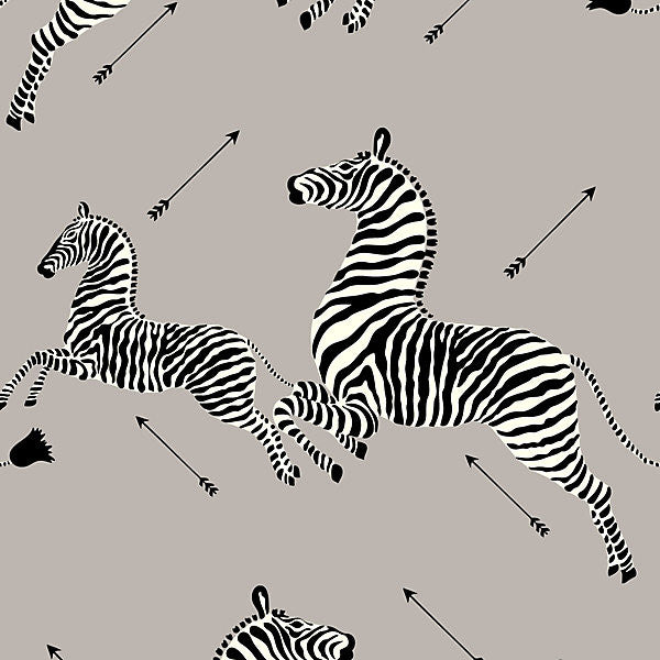 Zebras - Wallpaper/Silver WP81388M-010 by Scalamandre Wallpaper SCALAMANDRE WAREHOUSE USA Horizontal: 37.5" and Vertical: 26" 26" - Fabric Carolina -