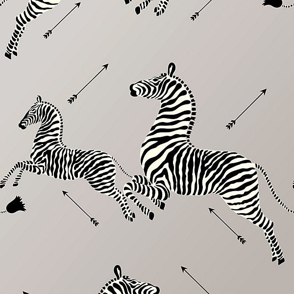 Zebras - Wallpaper/Silver WP81388M-010 by Scalamandre Wallpaper USA Horizontal: 37.5" and Vertical: 26" 26" - Fabric Carolina -
