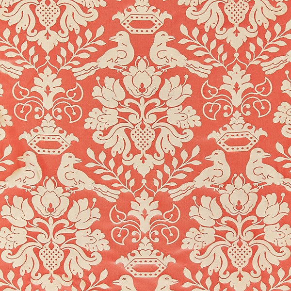 Love Bird/Melon & Bronze 1098MM-014 by Scalamandre Fabric 100% SILK INDIA LIGHT DUTY Horizontal: 16" and Vertical: 13" 55" - Fabric Carolina -