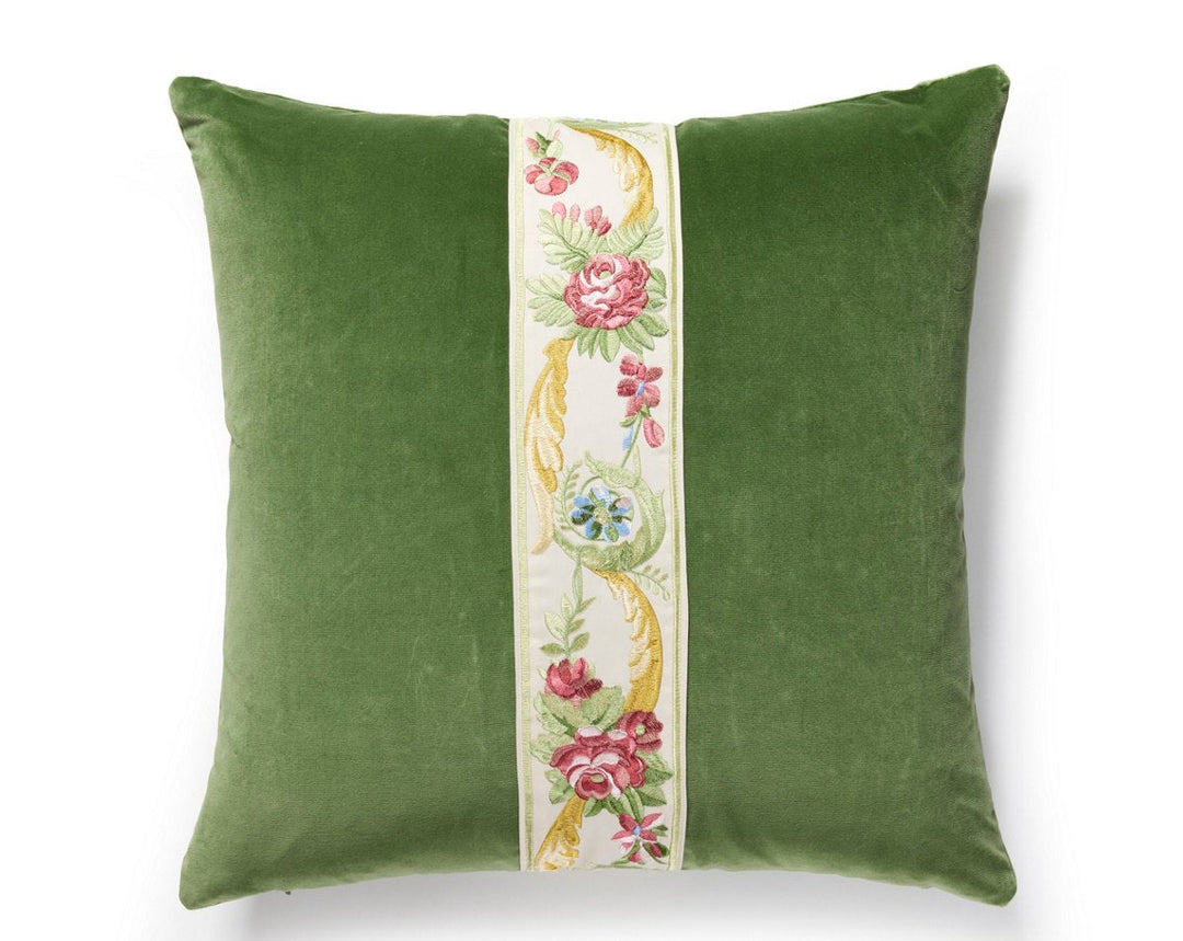 Reine/Linley Velvet Pillow 22 X 22 - Multi Bloom / Seamist SCSDDTT33424425 by Scalamandre Designer Pillow