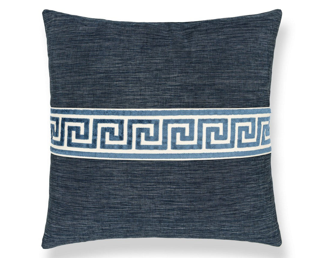 Greek Key Pillow 22 X 22 - Denim SCSDDTT32795031 by Scalamandre Designer Pillow