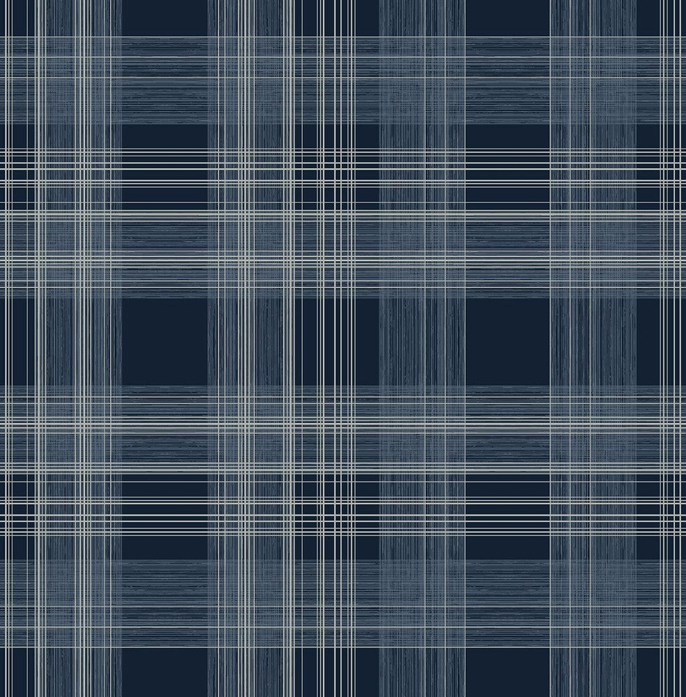 Rad Plaid Denim Blue by Seabrook Wallpaper Stacy Garcia Peel and Stick United States 30.75 20.87" 20.5" - Fabric Carolina -