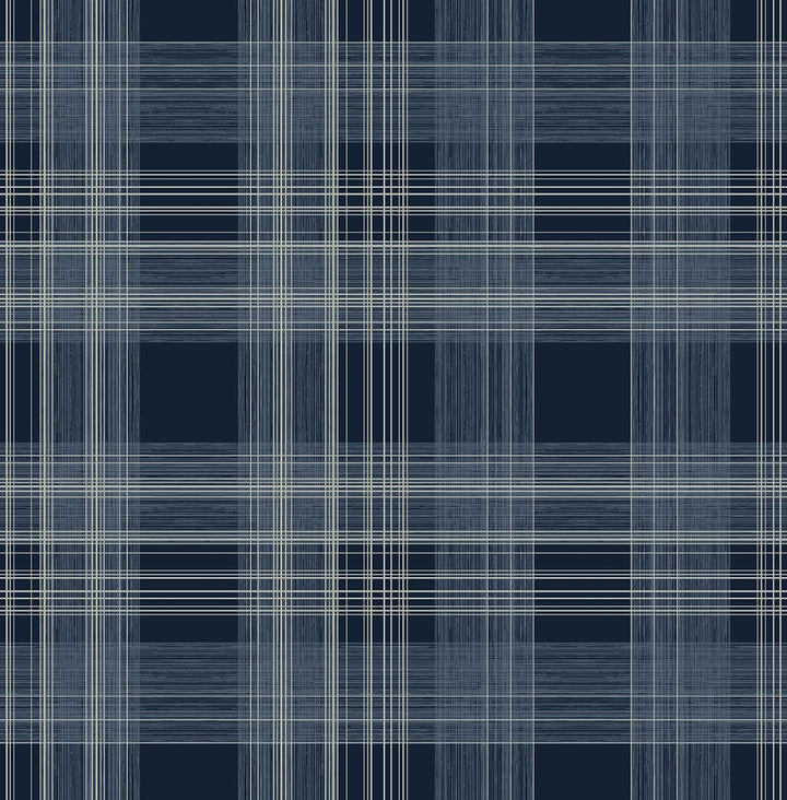 Rad Plaid Denim Blue by Seabrook Wallpaper Stacy Garcia Peel and Stick United States 30.75 20.87" 20.5" - Fabric Carolina -